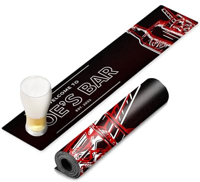 TheDogTagCo Tapis de bar personnalisé 830 x 200 mm - Antidérapant - Résistant aux éclaboussures - Décoration de pub - Inscription au Royaume-Uni - Soda noir