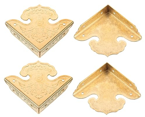 4 Stück Messing Eckenschutz in Gold für Holzboxen, Antik | Abgerundete Kanten, nicht Leicht Abfallend, für Schmuckkästchen und Holzkisten