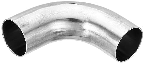 PATIKIL 2pcs 90 Degree Mandrel Bend Elbow, 1 1/2 Inch OD Steel Exhaust Elbow Exhaust Piping Connector 304 Stainless for Exhaust Pipe Stair Handrail HVAC