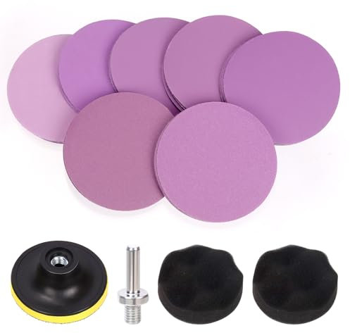 Rustark 31Pcs 3 Inch/75MM Car Headlight Restoration Kit, Heavy Duty Car Headlights Polishing Sanding Discs, Headlights Lens Cleaner and Restorer with Scouring Pads for Automotive DIY Polishing