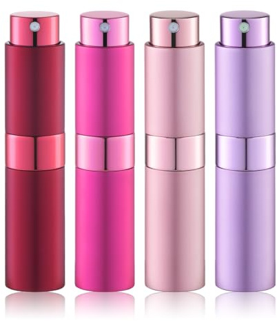 Lulupack Travel Perfume Bottle Refillable - Cologne Spray Atomizer Mini - Small Travel Size Sprayer Empty for Refill Sample Container - Portable Fragrance Decant Dispenser for Men Women 8ml 4PCS Red