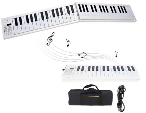 61 Key Folding Piano Keyboard, Portable Foldable Electronic Piano with Full Size Keys, Carrying Bag, Kids Instrument Toy Support Recording and Playback, for Beginner