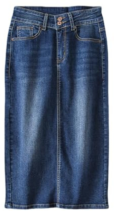 MONDSKL Gonna di Jeans Gonna da Donna in Denim Gonna di Jeans Lunghe Denim Gonna Nera Vintage Estiva-Blu-l