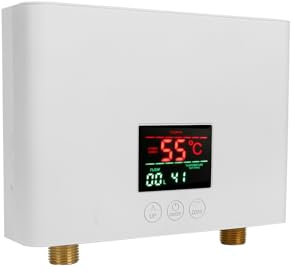 Electric Instant Water Heater, Tankless Mini Hot Water Heater for Sink Kitchen Home-Energy Efficient, Rapid, LCD Large Display, Remote Controlled, 3KW (White)