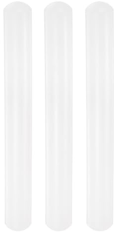 sourcing map 3pcs Fondant Rolling Pin PP 23cm x 2.5cm Non Stick for Baking White