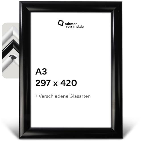 PANORAHMA BILDERRAHMEN Klapprahmen Schwarz - Arcylglas A3 29,7x42 / Klapprahmen DIN Maße zum Aufhängen / Klapprahmen Modern/eckig