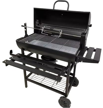 Holzkohle-Fassgrill mit Großem Fassungsvermögen und Rädern, für Partys Im Freien, Terrasse und Hinterhof