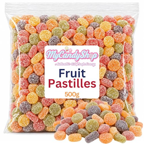 MyCandyShop Fruit Pastilles 500g - 5 Flavours - Chewy Mixed Sweets In Bulk Cheap - Traditional British Fruit Pastilles Bulk for Sharing, Gifts & Special Occasions