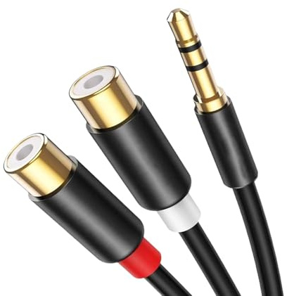 TECHZOCO Cavo Audio Stereo Jack 3,5 mm Maschio a RCA femmina, Cavo 3,5 mm 3 pin Maschio a RCA, Audio Stereo contatti placcati oro, Adatto per altoparlante, amplificatore e altri dispositivi, 30 cm