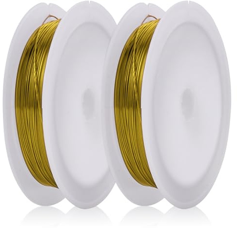 MEGAVOW 0.4mm x 10m Hantverkstråd Smyckestråd, Pysseltråd för Fästtråd Skulptering Tråd Smycken Halsband Armband Dekorativa Smyckestillverknin, Guld