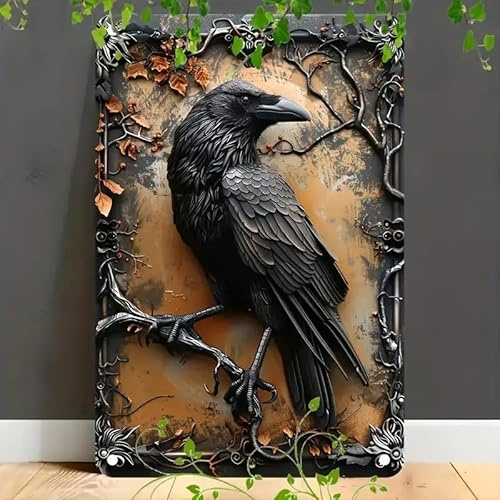 Generisch Wikinger Rabe Hugin und Munin Holz Schild Wand-Deko Jagd Wandbild wall tattoo Alchemie