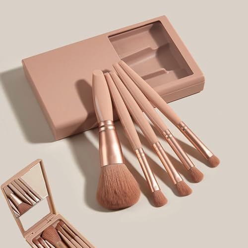 Easy-taken Travel Makeup Brush Set,Makeup Brushes Travel Set - Eyeshadow & Eye Shadow Brushes, Complete Function Cosmetic Brushes Kit (Pink)