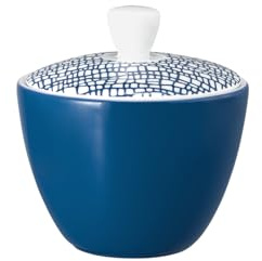 Seltmann Weiden Life Fashion Classic Blue - Zuccheriera da 260 ml, con coperchio, design moderno con particolare tatto, stoviglie Mix & Match, porcellana, blu/bianco