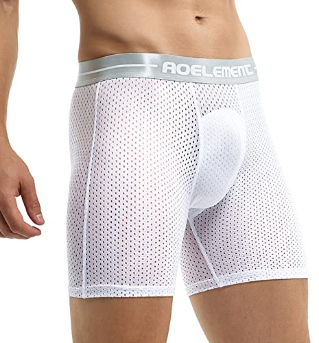 Ropa interior de bicicleta acolchada para hombre, pantalones molestos para hombres, transpirables, cómodos, calzoncillos para hombre, paquete de calzoncillos tipo bóxer, Blanco, XL