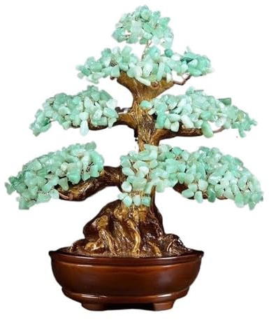 TCDHICY Árbol de Dinero de Cristal Bonsái de árbol del Dinero con Citrino y Amatista: Adorno for la Fortuna y la Suerte, Ideal for enfriadores de Vino en casa. Cristales de Feng Shui Bonsai(Green)