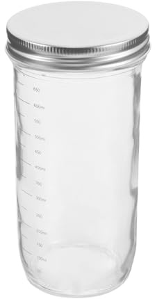 Cabilock Bocal Verre Transparent pour Fermentation avec Couvercle Étanche Gradué pour Conservation Alimentaire Adapté Préparation de Sauces Pimentées Confitures et Marinades