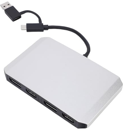 Jectse USB 3.0 USB C Al Adaptador Dual 4K DisplayPort HD, Divisor de 4K 60Hz DisplayPort para Pantalla Doble, Aleación de Aluminio, Conecta Pantallas Dobles a 60Hz para Victorias, para