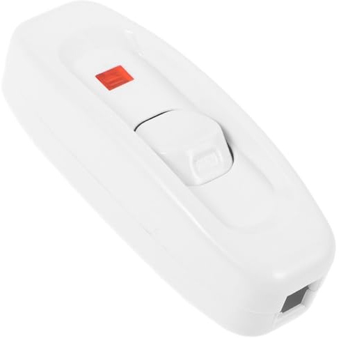 DOITOOL Interruttore Lampada da Tavolo Vintage Pulsante e Spia Luminosa, Piccolo Interruttore Singolo Nero Bianco, Compatibile Lampade Comodino, 10a 250v, Ricambio Elettrico per Uso Domestico