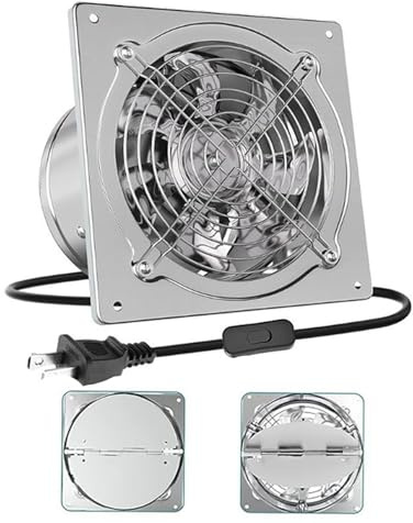HUIZHITENGDA 8inch,220V, Ventilatore di Scarico Commerciale a Prova di Esplosione da 7-8 Pollici 220V/80W per Casa e Ufficio in Metallo, Ventilatore da Finestra per Bagno 15~20M² (Alto Flusso d'Aria)