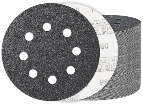 100 st 125 mm slipskivor med kardborreband, kornstorlek 80, 8 hål, våt- och torrslipning, slippapper, kiselkarbidpapper för bil, trä och metall