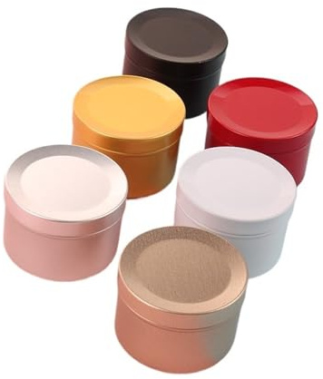 IKFGTJRE Kerzengläser Kerzenbehälter, Glas, runde Aluminiumdose, 50 ml, leere Behälter, Kosmetikdosen, Öl- und Cremetiegel mit Deckel(Random color,100pcs)