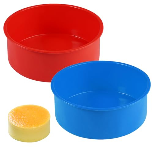 2 Piezas 6 Pulgadas Molde Silicona Bizcocho ,Moldes Redondos Reposteria Silicona para Hornear,Antiadherentes Pequeños Molde para Hacer Queso, Pan, Tartas ,Tostadas,Compatibles con Horno y Microondas