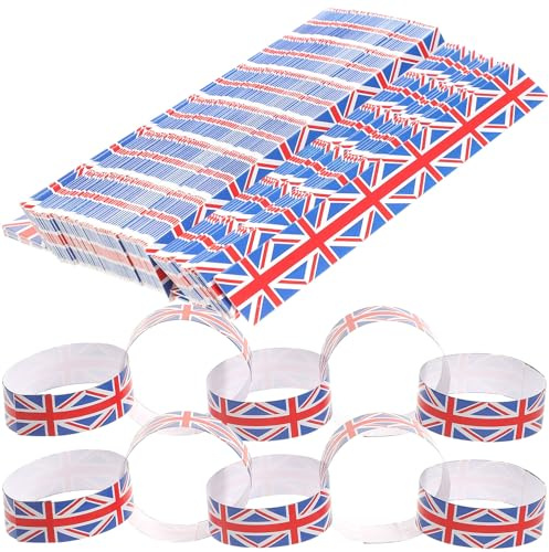 Operitacx Union Jack Paper Chains Banner 300 Self-adhesive British Bunting Flag for National Day Patriotic Party Decor and Festival Celebration Supplies
