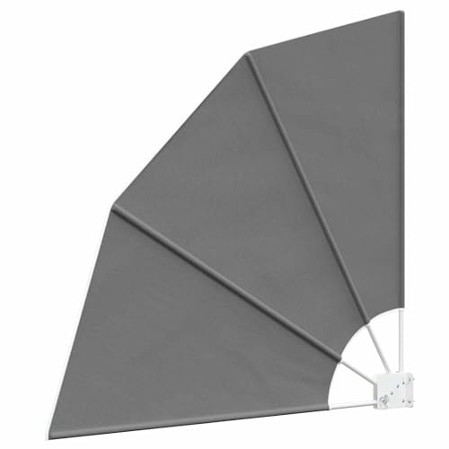 Mhdvray Balkon Sichtschutz 140 x 140 cm, Faltbarer Balkonfächer aus Polyester, Windschutz und Sichtschutzfächer für Balkon, Terrasse und Garten, Sektor-Form, Hellgrau