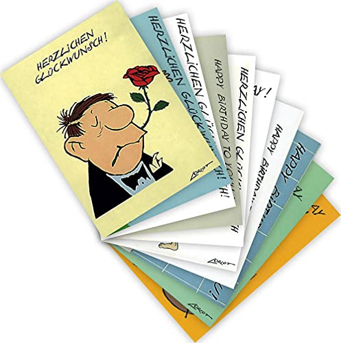 Inkognito Postkarten 10er MIX, Motiv: Gratulieren und Glückwünsche mit Witz, Charme ''Geburtstags-Set Loriot'' | Künstler: Loriot (Vicco von Bülow) | Art-Nr.: MIX-0865 | vom Berliner Verlag