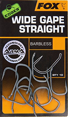 Fox Edges Armapoint Wide Gape Straight Hooks - 10 Karpfenhaken, Angelhaken zum Karpfenangeln, Haken für Karpfen, Boiliehaken, Größe:8B - ohne Widerhaken