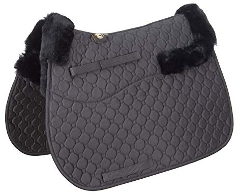 Merauno Tapis de selle en peau d'agneau Noir