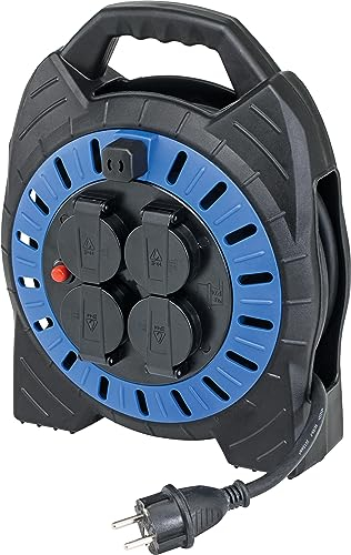 as - Schwabe Kabelbox für den Außenbereich 15m H07RN-F 3G1,5 mit Schutzkontaktstecker, 4x Schutzkontaktsteckdosen mit erhöhtem Berührungsschutz und Klappdeckeln 230V, 16A, max. 3500W, IP44, 16151