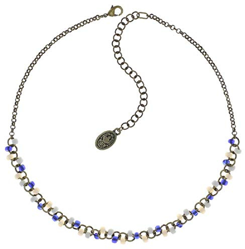 Konplott: Collier Massai Goes Fishing blue, tolles modisches Gipsy-Collier mit Glasperlen in blau-weiß, für Damen/Frauen