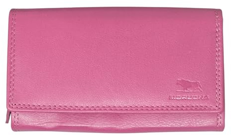 MORUCHA Women’s Clutch Wallet – Genuine Leather RFID Blocking Purse, Multi-Compartment Large Capacity Cardholder with Zipped Coin Sections – Gift Boxed – M90 (Fuchsia)