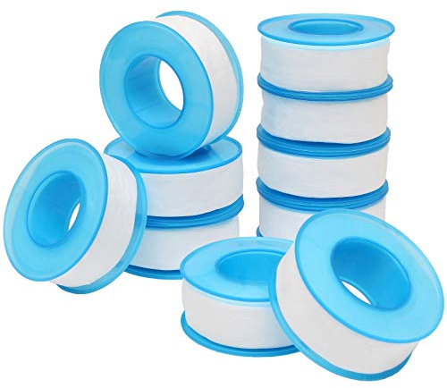 Starvest - Set di 10 nastri in teflon, impermeabili, 18 mm x 20 m, nastri di tenuta in PTFE bianchi per tubi, testa della doccia sigillante, per tubi e polmoni