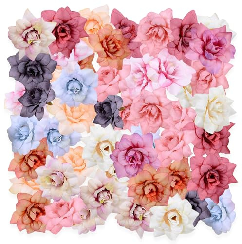 SFGANG Mini künstliche Gänseblümchen, Blumen, Köpfe, künstliche Gänseblümchen, künstliche Blätter, Gerbera, Gänseblümchen, für Handwerk, Brautstrauß, Hochzeit, Party, Haus, Deko, 50 Stück