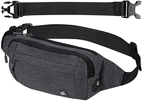 Waterfly Bumbags Waist Fanny Pack Ladies Fashion Bum Bag with Adjustable Belt for Sport Running Hiking Jogging Girls Women Men Dark Grey