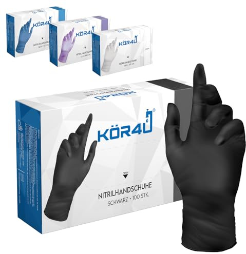 kör4u Nitrilhandschuhe 100 Stk schwarz S, puderfrei, latexfrei, extra stark