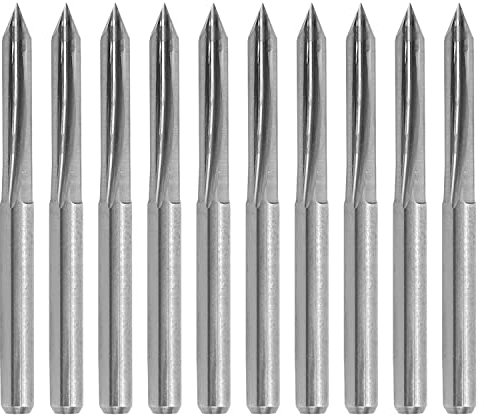 OITTo 3.175mm Router Bit, Engraving Router Bit 10pcs Router Bit Carving Router Bit Durable Engraving Tool for Wood Carving Engraving(45 * 0.2)