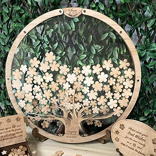 Starnearby Livre d'or de Mariage en Forme d'arbre, Alternative au Livre d'or de Mariage en Bois, Décoration de Mariage, Ornements de Souvenirs pour Réception de Mariage