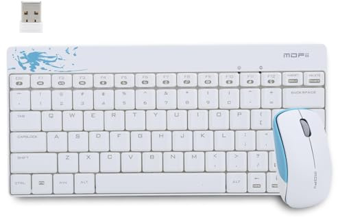 X210 Wireless Protable Keyboard Mouse Set, Mini Ultra Sottile Silenzioso 2.4GHz Tastiera Mouse Combo, 1200 DPI, per Viaggi di Lavoro, Notebook, PC Portatile, Casa, Gioco, Ufficio (Bianco)