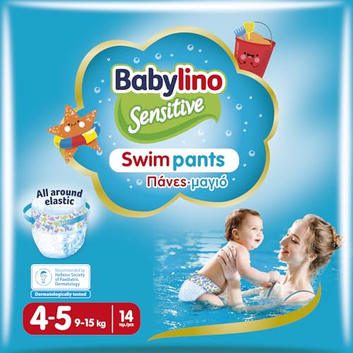 Babylino Sensitive SwimPants, Pannolini Mare e Piscina, Taglia 4-5 (9-15kg), 14 Unità