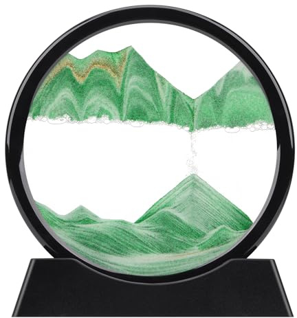 XINBAOHONG Image de sable en mouvement, mouvement liquide, paysage de sable 3D en mouvement - Cadre en sable fluide - Décoration de bureau relaxante - Pour la maison et le bureau (25,4 cm) (vert)