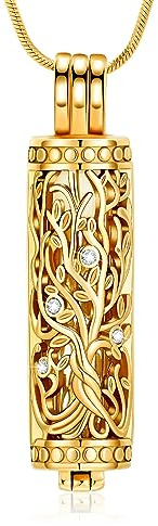 Minicremation Kremation Urne Anhänger Halskette mit hohlen Zylinder Vial Keepsake Urne Kremation Schmuck Memorial Lockets für Asche für Frauen Männer