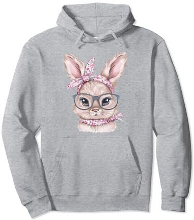 Osterhase mit Brille und Stirnband Bandana Pullover Hoodie