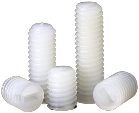 Sicherheitsschrauben，Schrauben， 10/20 Stück M3 M4 M5 M6 M8 M10 M12 metrisches Gewinde, weiß, Nylon, Kunststoff, isoliert, geschlitzt, flaches Ende, kopflose Madenschraube, Stellschraube (Farbe: 10 mm,