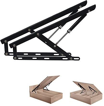 Springaufbeschlag,Klappenbeschlag,GasdruckdäMpfer,Hydraulische Stützstange für Bett,Softclose NachrüSten,Bett-Beschlag Hochstellstütze,Deckelstütze quer aufklappbar,Möbelbeschlag für Lattenrost