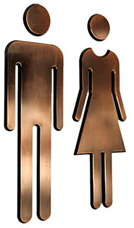 Duiaynke Toilettenschild für Mann und Frau, unisex, selbstklebend, Bronze, 20 x 6,5 cm