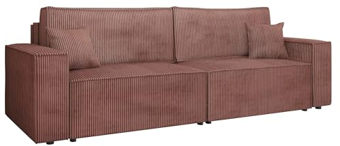 Mirjan24 Schlafsofa mit 2 Bettkästen und L-Funktion Kobaro Cord, Couch mit Schlaffunktion, 3 Sitzer Sofa, Bettsofa, Polstersofa Couchgarnitur (Poso 29)
