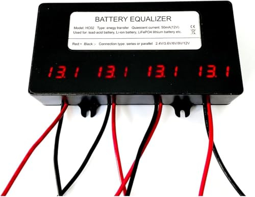 Batterie Balancer, Sonnensystem Battery Equalizer, HC02 4 x 2.4-12V | Ladegerät Batterieausgleicher for Blei Säure Lithium Batterien lifepo4 LED Display Ausgleichslader